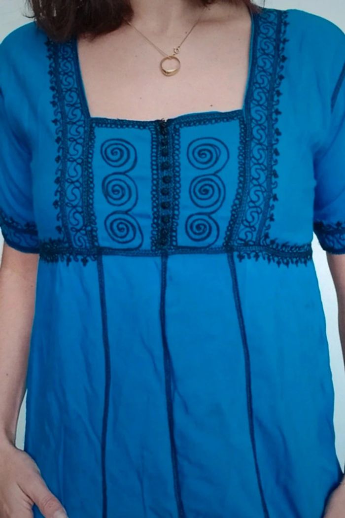 Robe d été casual ethnique bleu taille unique - photo numéro 2