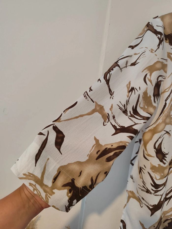 Chemise fluide blanche/beige/marron taille 52 Afibel - photo numéro 5