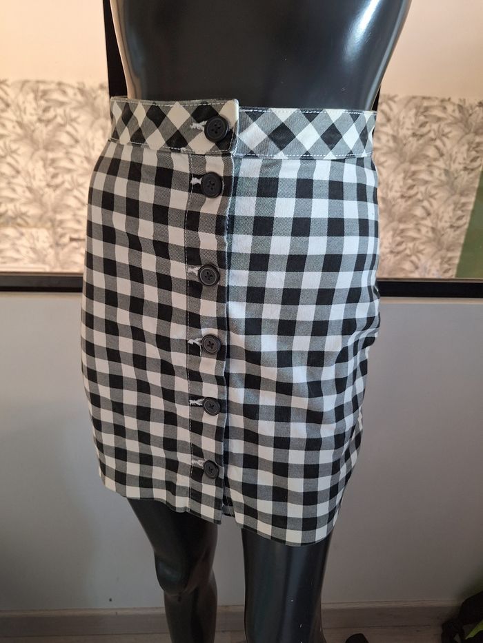 Jupe écossaise courte noire et blanche 32 femme