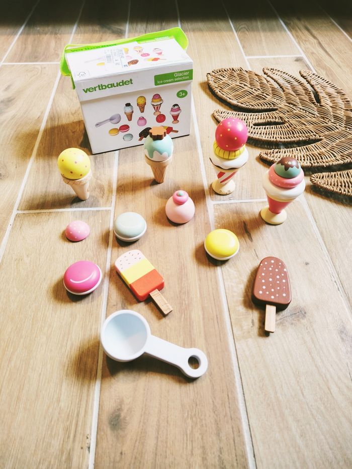 🍦Coffret Dinette esquimaux et corners avec boules de glaces en bois marque Vertbaudet
