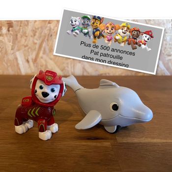 Idée Cadeau 🎁 Figurine Aqua Pups de Marcus avec avec son dauphin de la Pat Patrouille Paw Patrol