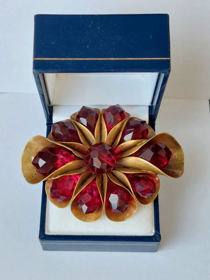 broche ancienne verre de Bohême signée - photo numéro 7