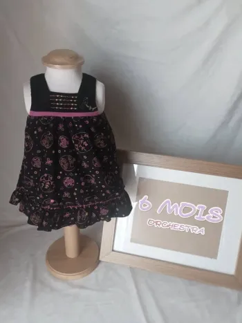 Robe sans manche velours côtelé noir Orchestra fille 6 mois