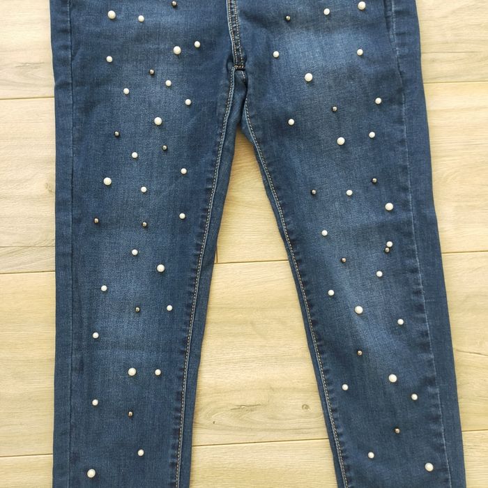 Jeans skinny femme taille 38 bleu a perles - photo numéro 5