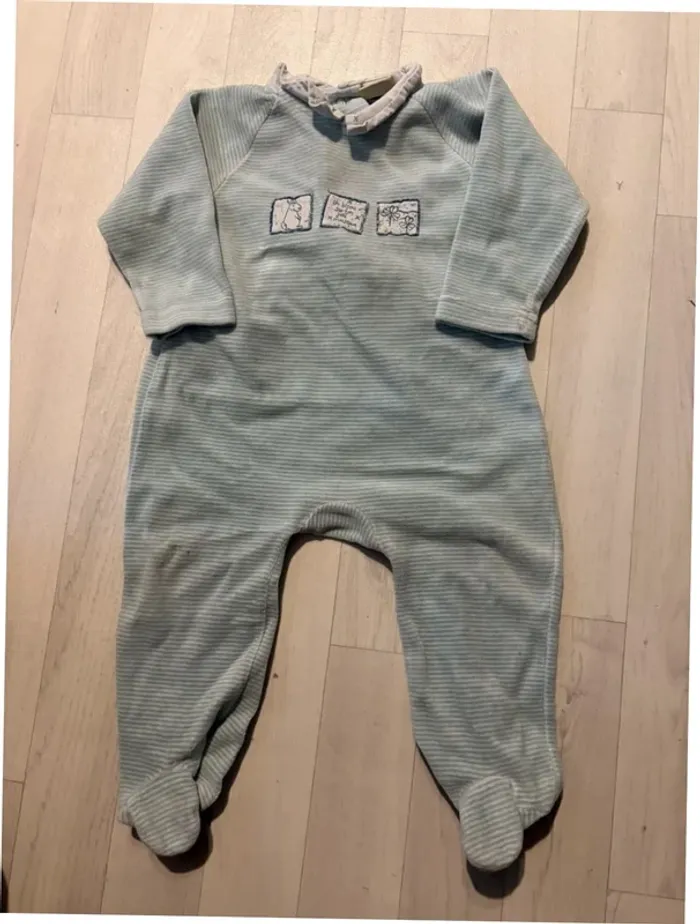 Pyjama velours sergent Major 12 mois bleu et blanc