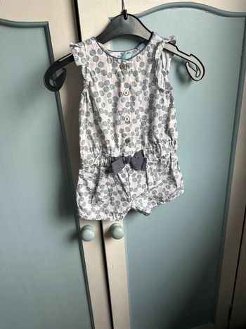 Combishort obaibi blanc à pois bleu, 6 mois