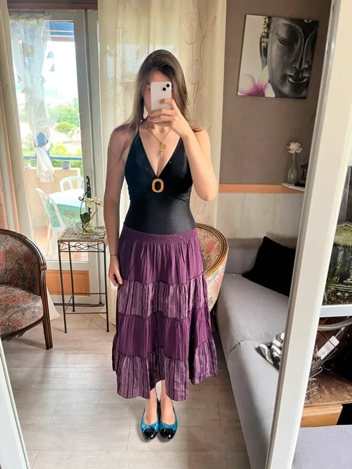 Jupe longue bohème maxi skirt vintage champêtre y2k grunge - photo numéro 2