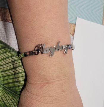 BRACELET INSCRIPTION PLAYBOY ARGENTE ACIER INOXYDABLE AVEC BOITE ! NEUF !