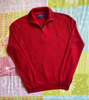 Pull demi-zip Ralph Lauren rouge - Taille S - Pima Coton - Très bon état
