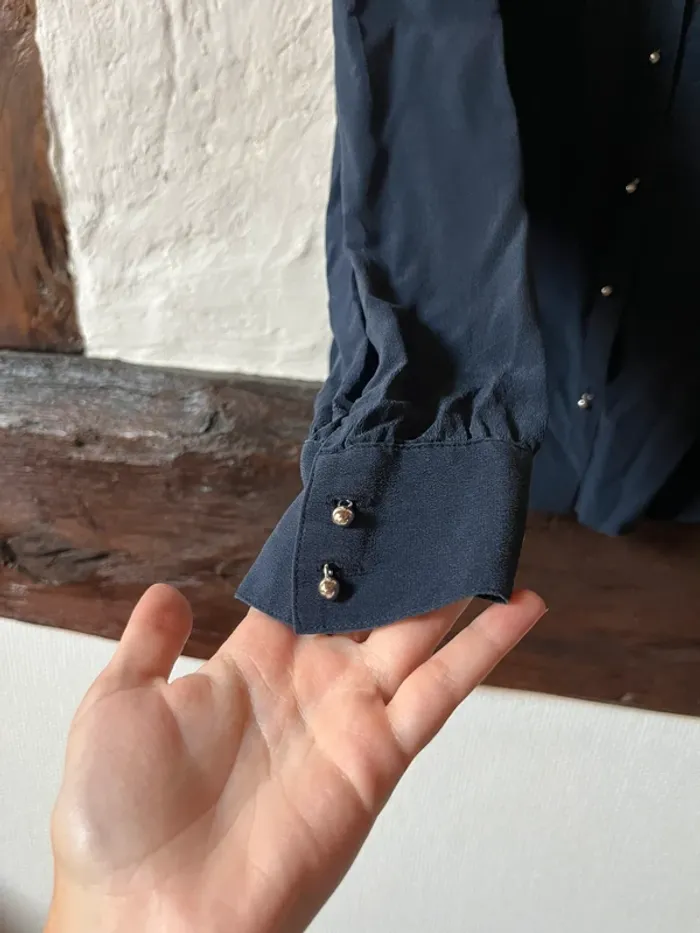 Blouse bleu marine boutonnée IKKS Women – T42 - photo numéro 5
