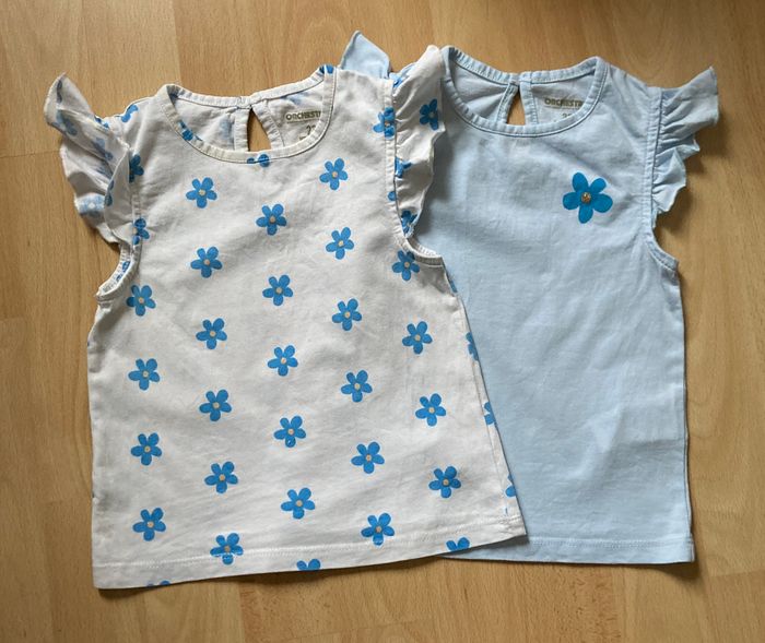 lot 2 Tee-shirts Marguerite manche volantée taille 2 ans