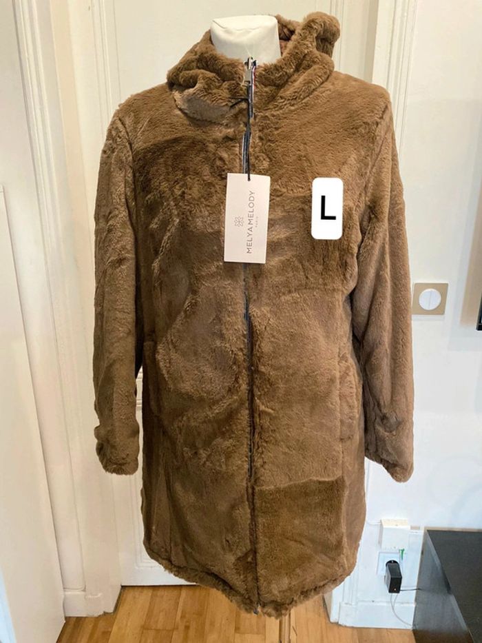 Manteau femme imperméable fourré mi-long marron taille L - photo numéro 2