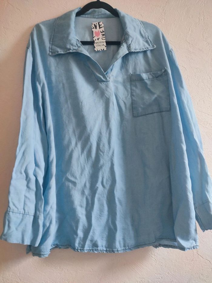 Chemise jeans légère bleu ciel – taille Unique - photo numéro 2