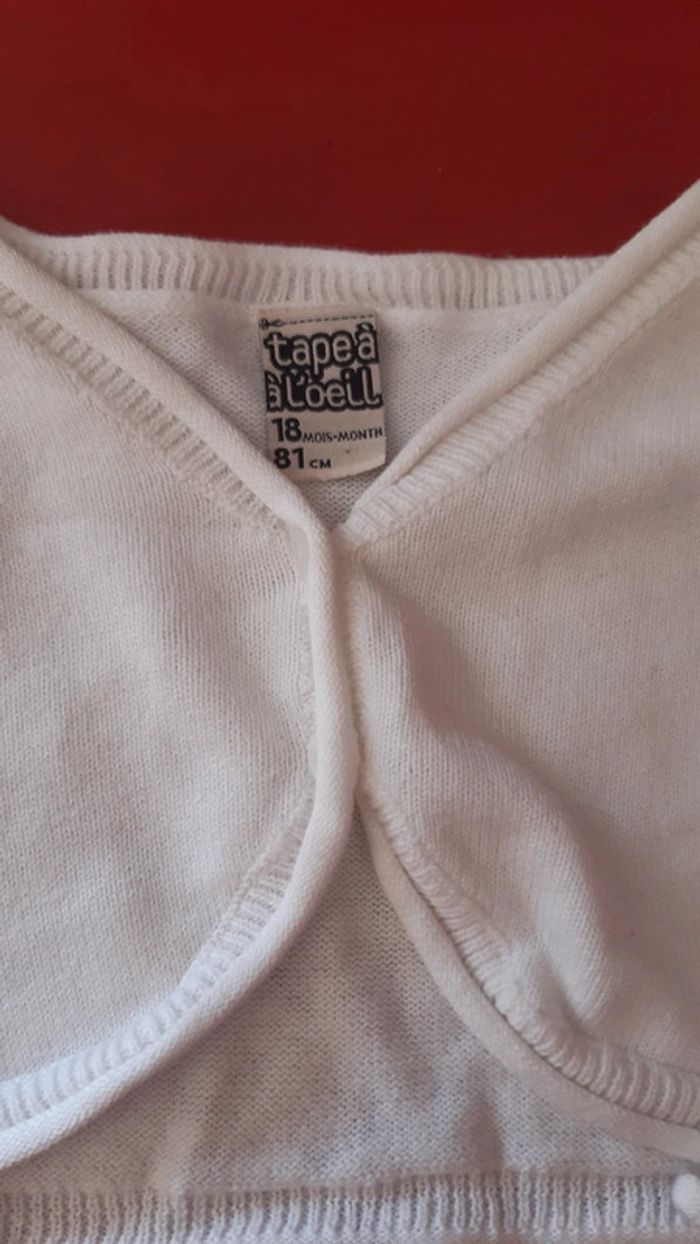 Boléro gilet court blanc 18 mois Tap à l oeil - photo numéro 3