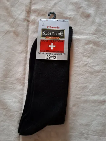 Paire de Chaussettes Noires Homme Sport'ring - Taille 39/42