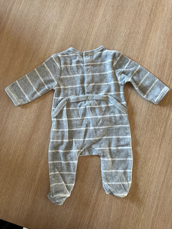 Pyjama velours ligné gris - photo numéro 4