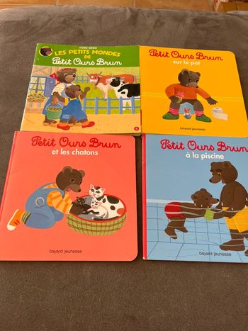 Lot 4 livres petit ours brun piscine pot chatons 