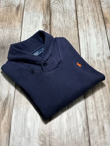 Pull col châle à bouton Ralph Lauren bleu marine logo brodé coton S Homme