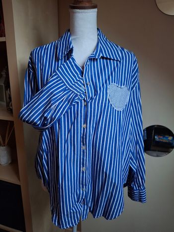 Chemise rayée bleu roi cœur L