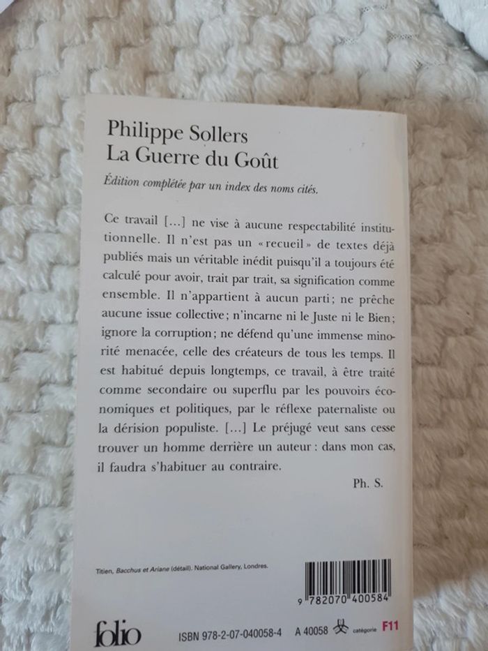 Livre La guerre du goût philippe sollers folio 2880 - photo numéro 4