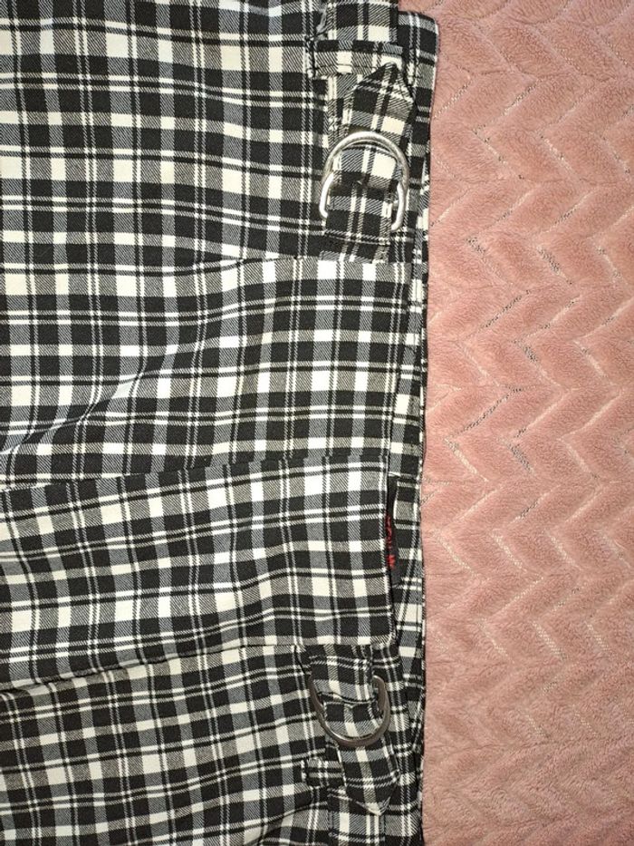 Pantalon femme slim à carreaux Jennyfer 38 noir et blanc comme neuf - photo numéro 3