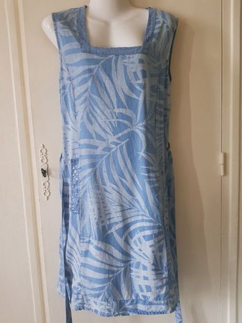 Robe d’été bleue Christine Laure – fluide, ceinturée, très bon état