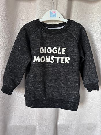 Pull sweat noir chiné blanc 12/18 mois Primark