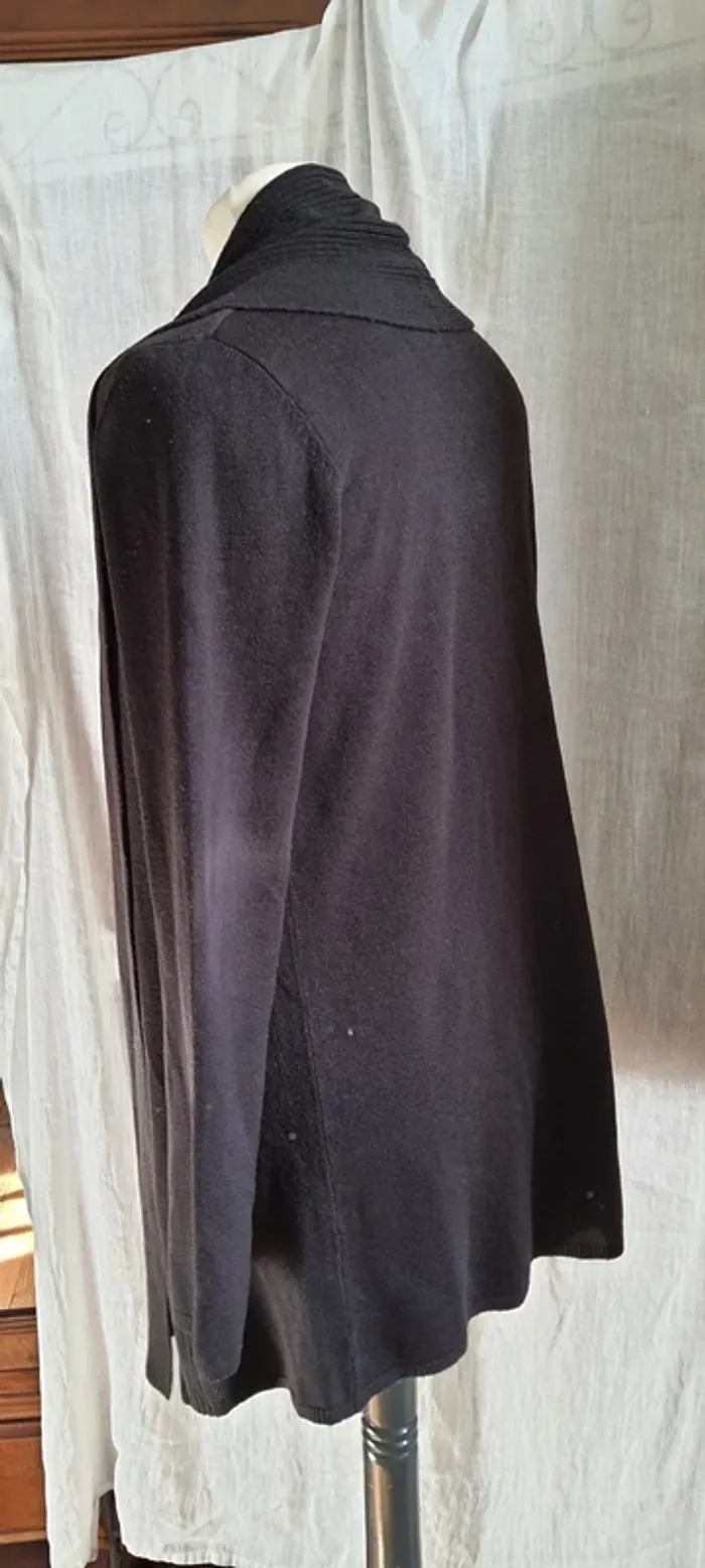 Gilet femme grand col marron foncé GEMO Taille M - photo numéro 4