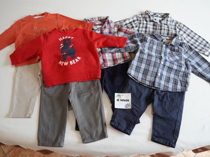 Lot n°5 Vêtements Obaibi/Kiabi 6 mois : 5 pantalons + 5 hauts