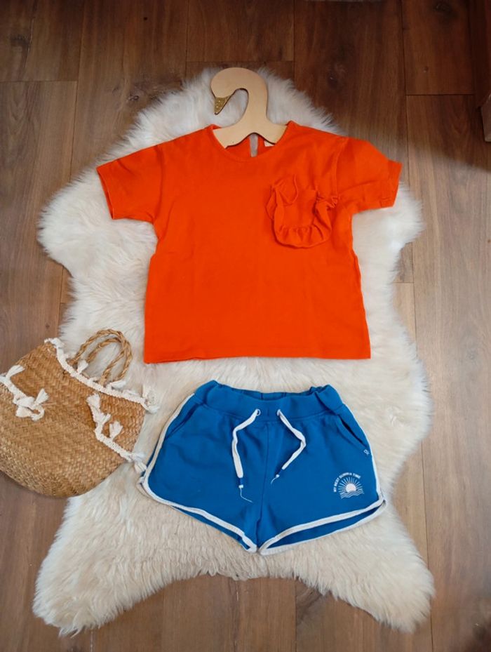 Lot été fille 5 ans 🌸 short Okaïdi+ t-shirt catimini