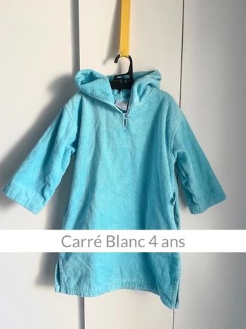 Peignoir poncho de bain à capuche Carré Blanc 4 ans