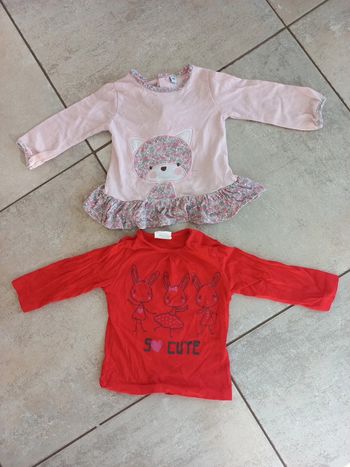 Lot de 2 tee-shirts manches longues 12 mois