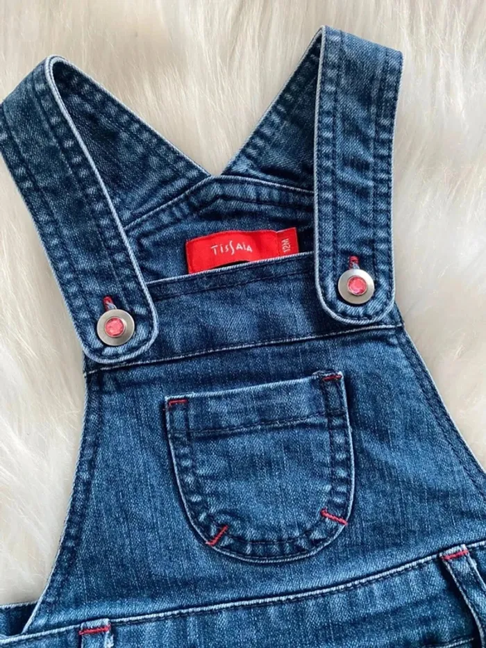 Jolie robe salopette en jeans bébé fille 12 mois - photo numéro 2
