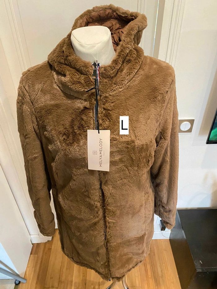 Manteau femme imperméable fourré mi-long marron taille L - photo numéro 4