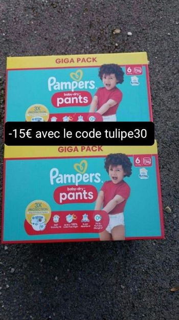 2 cartons couches Pampers pants culottes T6 taille 6 giga pack