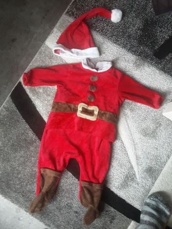 Grenouillère père Noël et son bonnet,  redoute,  6 mois