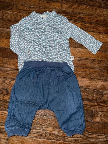 Chemise dpam et bas denim Bout’chou 12 mois