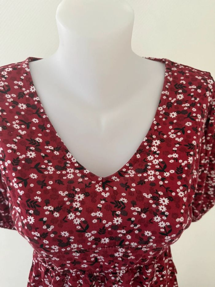 Blouse rouge à fleur en très bon état taille XS rainbow - photo numéro 4