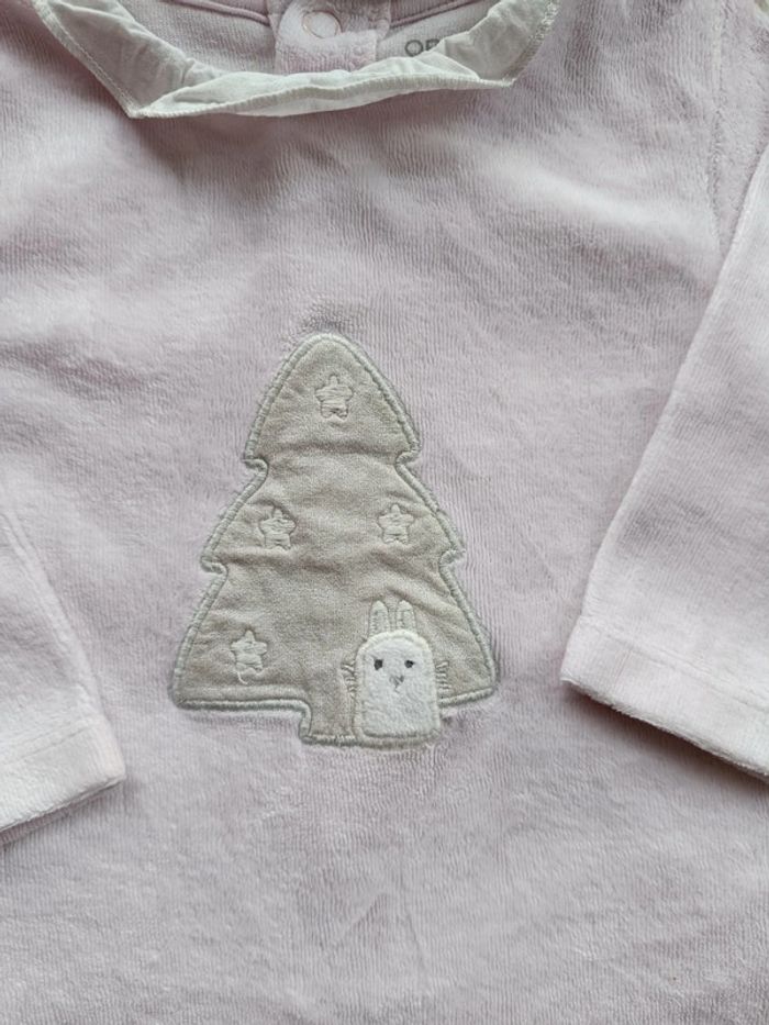 Pyjama grenouillère velours Fille 3 mois Noël lapin sapin étoiles Obaïbi - photo numéro 5