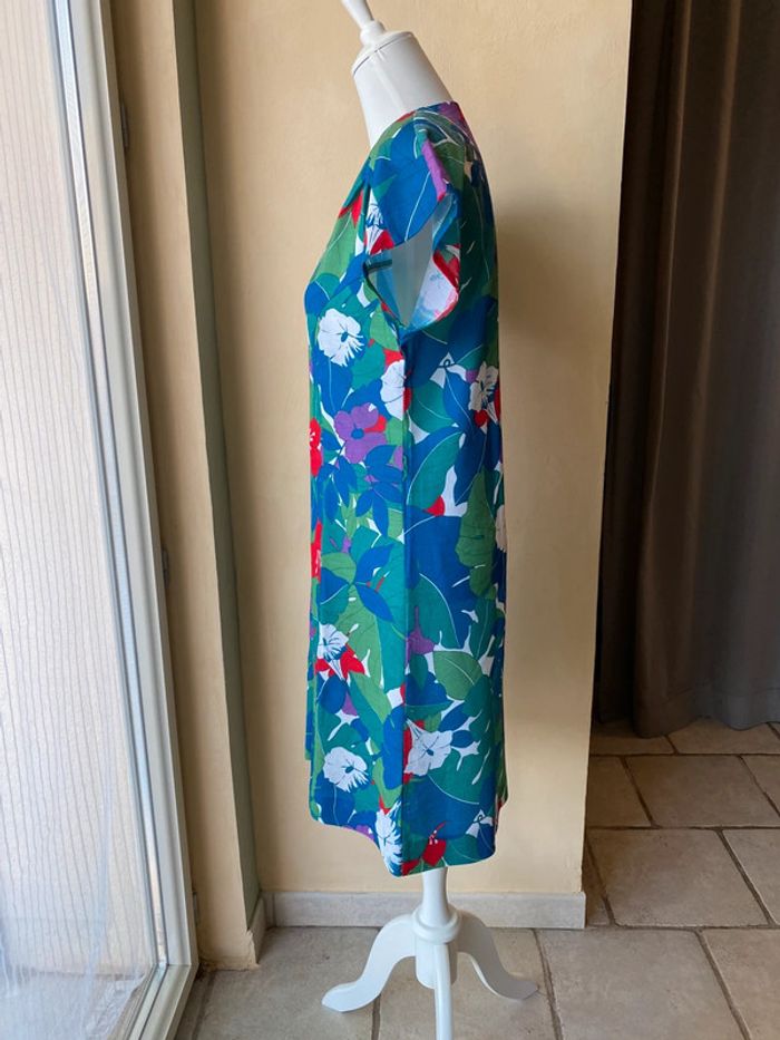 Robe rétro à grosses fleurs vintage XL - photo numéro 4