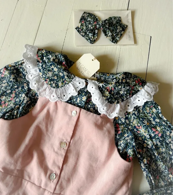 Ensemble robe blouse et noeud liberty mi canesu 6 ans - photo numéro 5