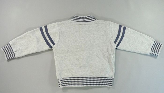 Gilet cardigan zippé tricot fin doublé jersey gris bleu rayé écusson Name It 2 – 3 ans 98 cm garçon - photo numéro 5