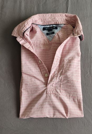 Vêtement Homme Chemise manche courte rose clair Tommy Hilfiger taille XS Slim Fit coupe étroite #Ret