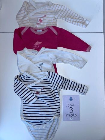 Lot bodies petit bateau 3 mois