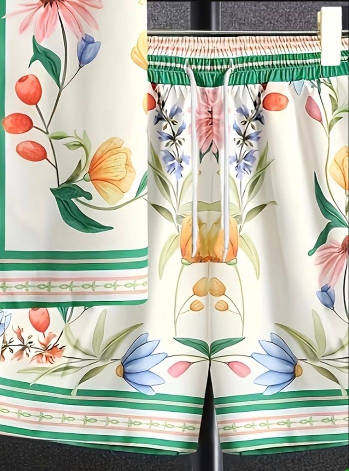 Ensemble chemise short florale Taille M neuf - photo numéro 5