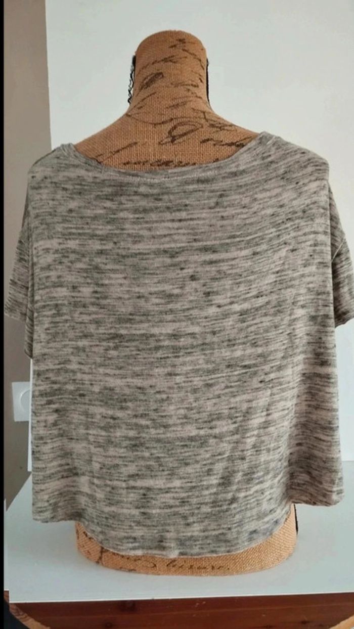 Top haut Tee shirt beige chiné taille l - photo numéro 6