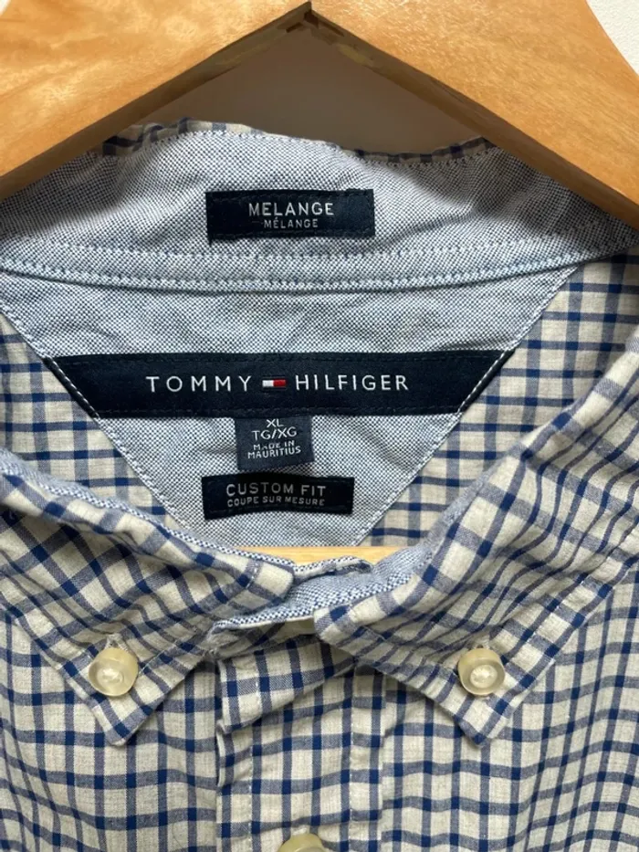 Tommy Hilfiger checkered shirt blue white Mens XL - photo numéro 3