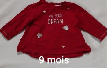 Tee-shirt manches longues / blouse rouge bordeaux fille - tape à l'Œil - 9 mois