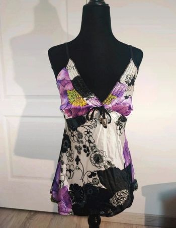 Top noir et rose taille unique