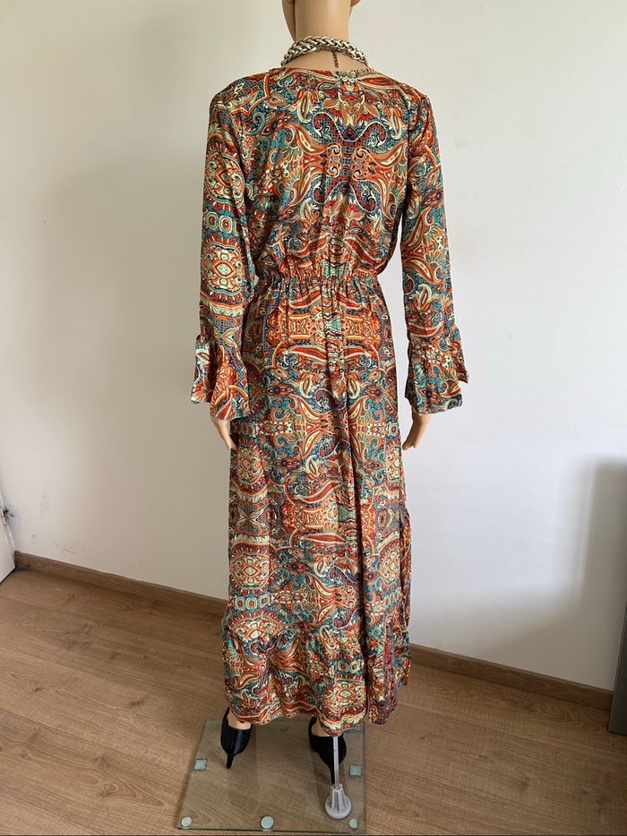 Robe longue imprimée neuve en soie Corte Hindu taille unique - photo numéro 6